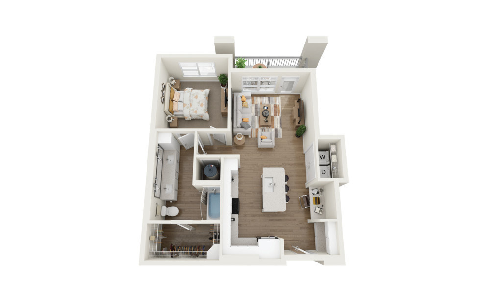 Bliss 1 Bedroom And 1 Bathroom 3D Floor Plan At Legacy Universal Apartments In Orlando, FL