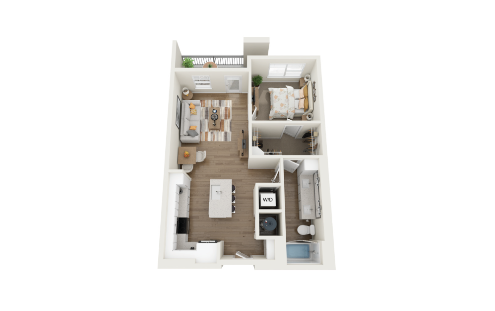 Harmony 1 Bedroom And 1 Bathroom 3D Floor Plan At Legacy Universal Apartments In Orlando, FL