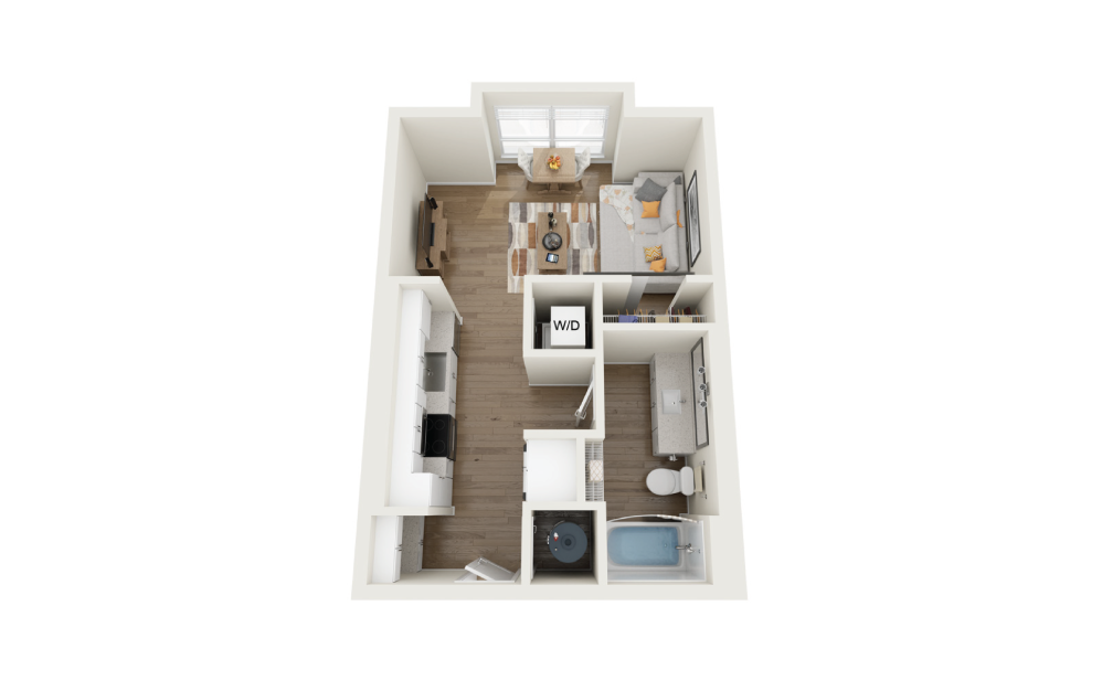 Horizon Studio And 1 Bathroom 3D Floor Plan At Legacy Universal Apartments In Orlando, FL