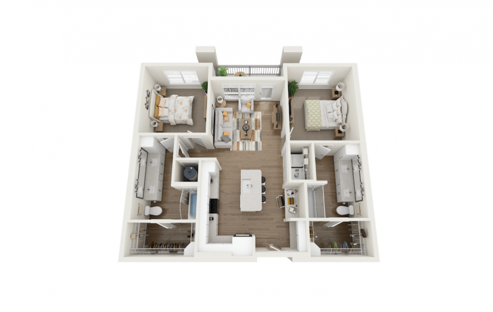 Soothe 2 Bedroom And 2 Bathroom 3D Floor Plan At Legacy Universal Apartments In Orlando, FL