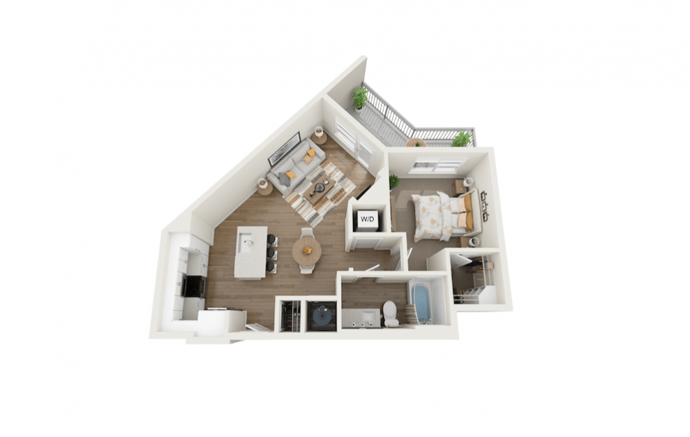 Tranquil 1 Bedroom And 1 Bathroom 3D Floor Plan At Legacy Universal Apartments In Orlando, FL