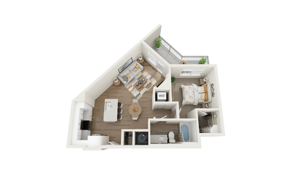 Tranquil 1 Bedroom And 1 Bathroom 3D Floor Plan At Legacy Universal Apartments In Orlando, FL